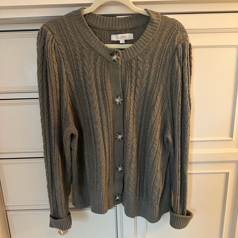 SALE 2 for $15 | LOFT Green Cable Knit Cardigan